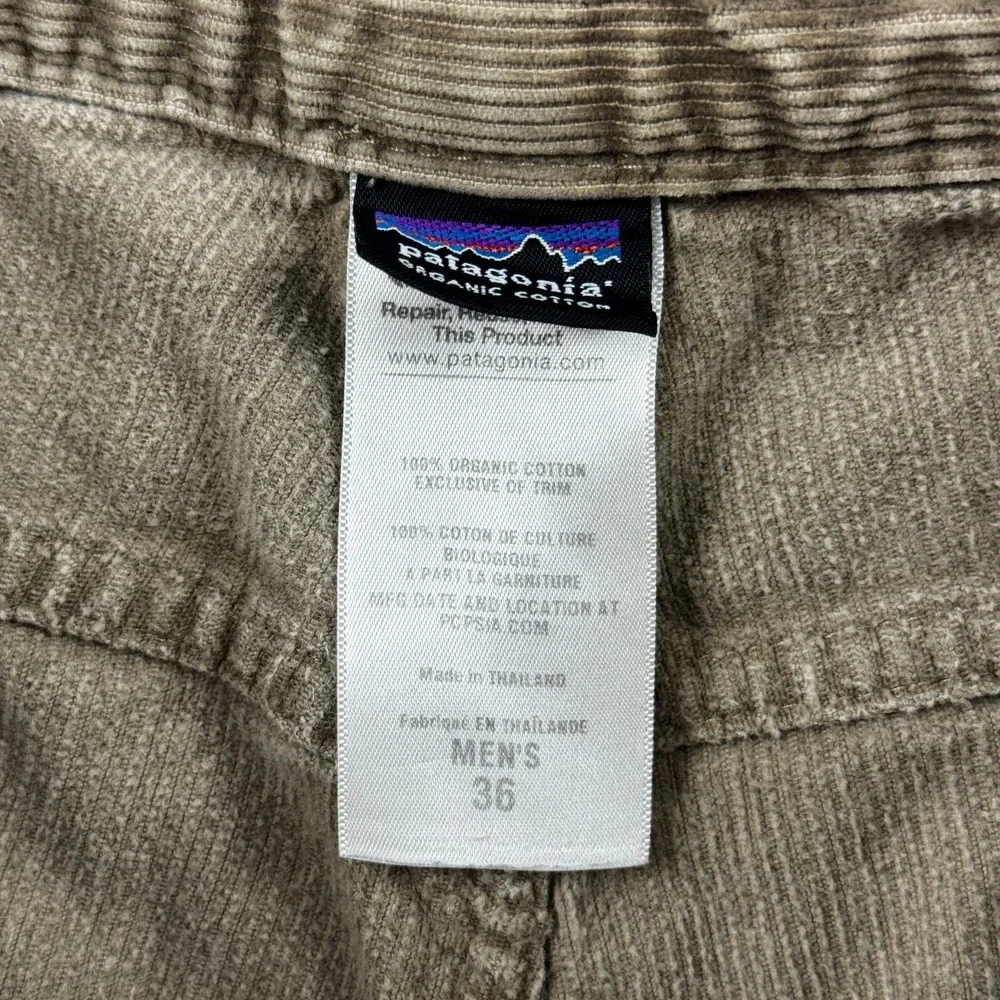 Patagonia Pants Mens 36 Brown Cotton Corduroy Mid Rise Streetwear Straight Leg